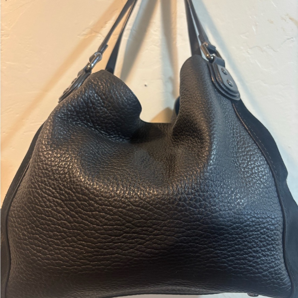 Coach Black Leather and Suede Tote Bag
